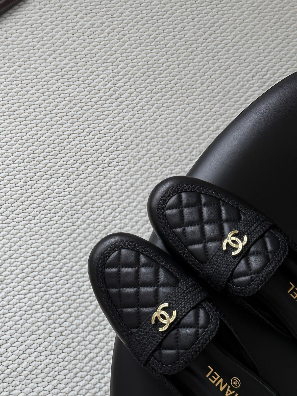 CC Quilted Logo Strap Mules Black Leather 914190