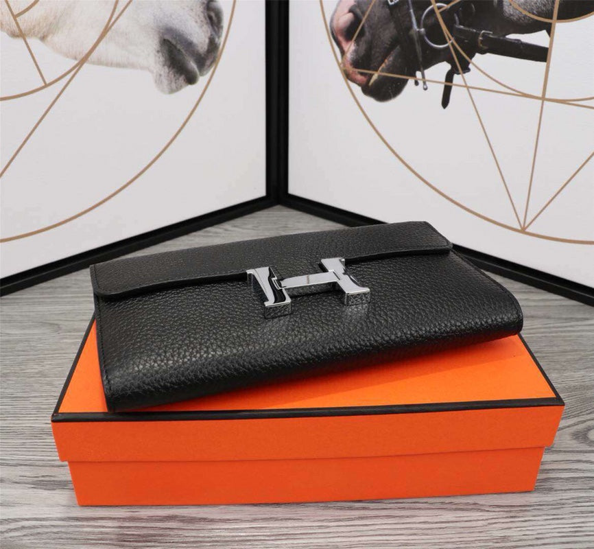 HM Clutch Constance 20.5 Black Calfskin GHW