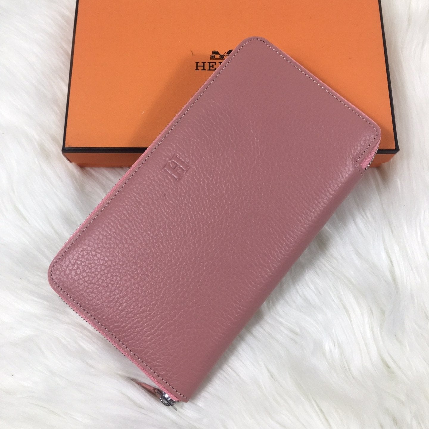 HM Silk'in Classic Wallet 20 Light Pink Grained Calfskin