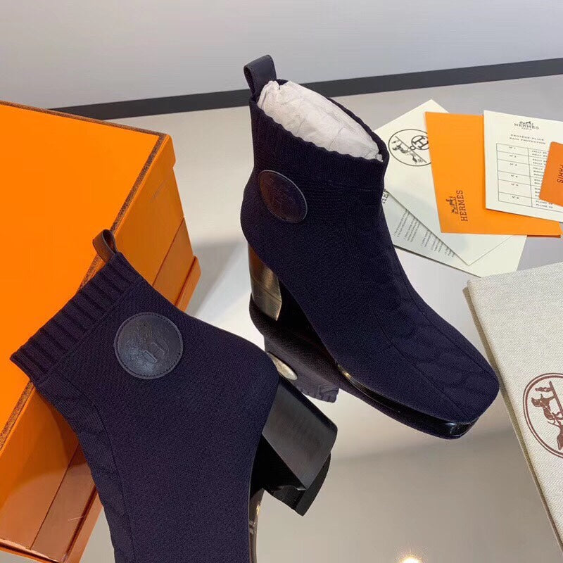 HM Volver Ankle Boot Navy Blue Fabric 546188