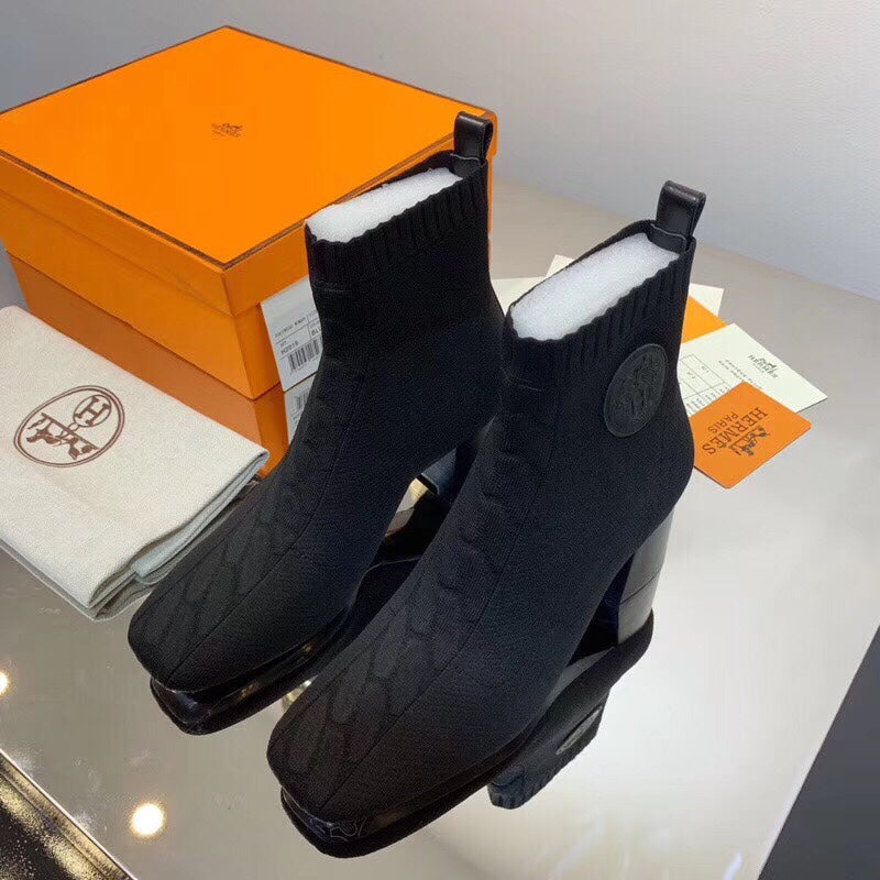 HM Volver Ankle Boot Black Fabric 546189