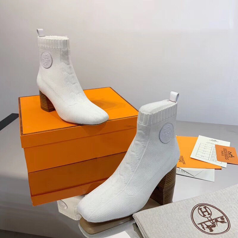 HM Volver Ankle Boot White Fabric 546190