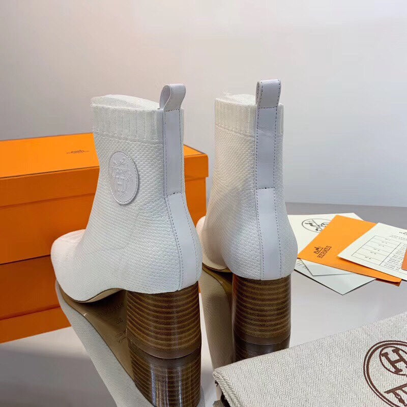 HM Volver Ankle Boot White Fabric 546190