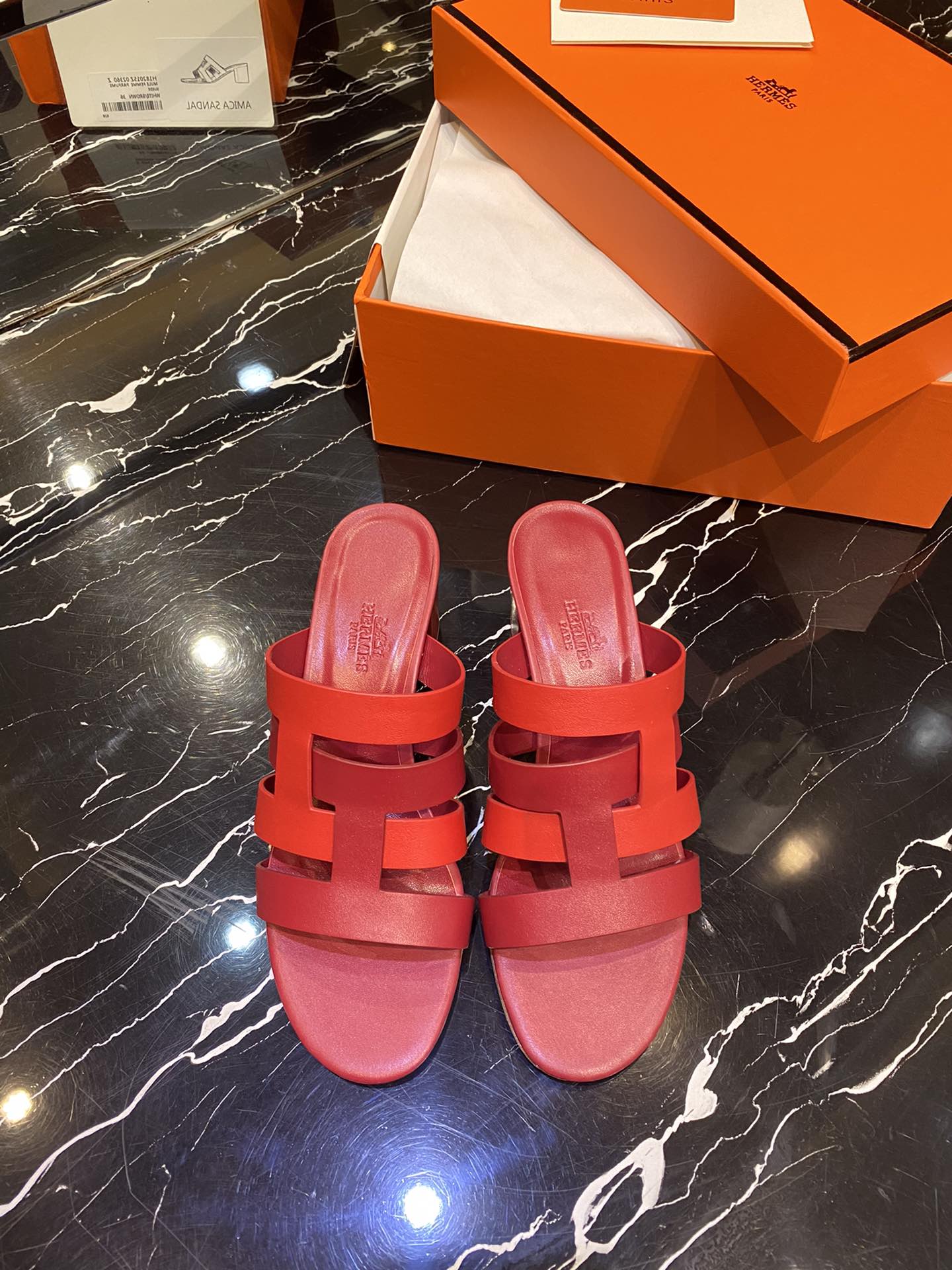 HM Amica Sandals 50mm Red Sheepskin 546230