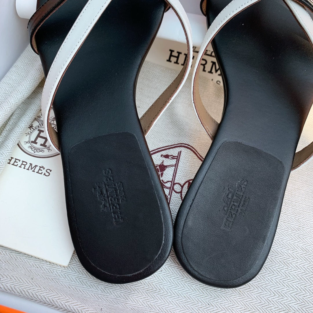 HM Medor Slippers Black White Cowhide 546248