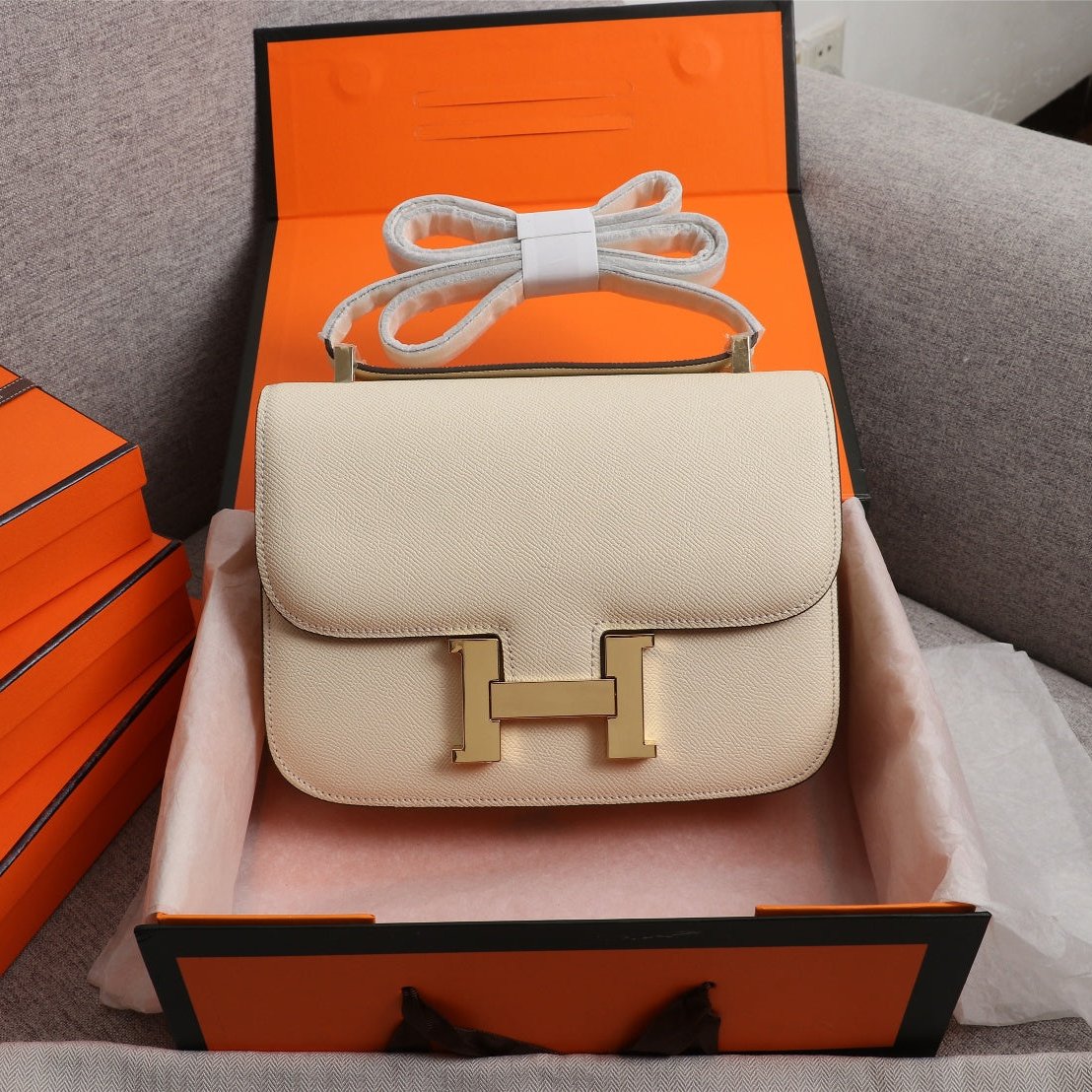 HM CONSTANCE BAGS 19 CREAM EPSOM GOLD HARDWARE