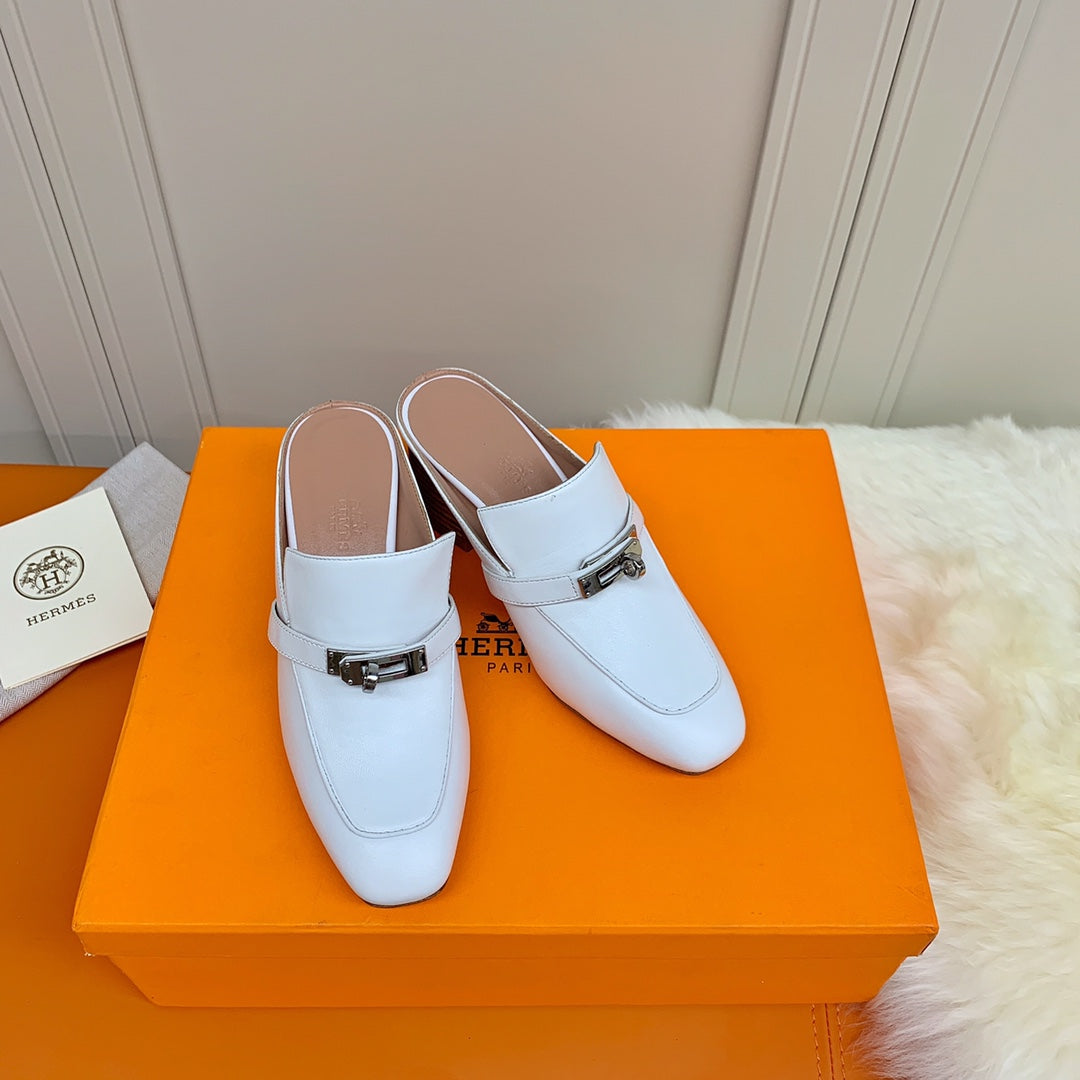 HM Blossom Mule 65mm Off White Sheepskin 546302
