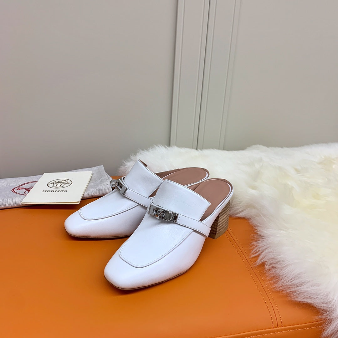 HM Blossom Mule 65mm Off White Sheepskin 546302