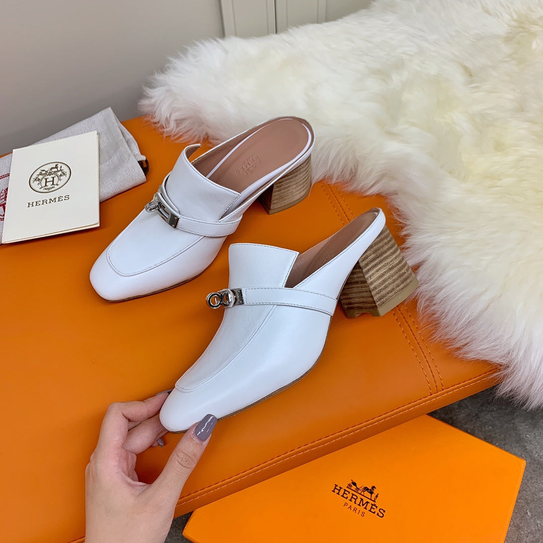 HM Blossom Mule 65mm Off White Sheepskin 546302