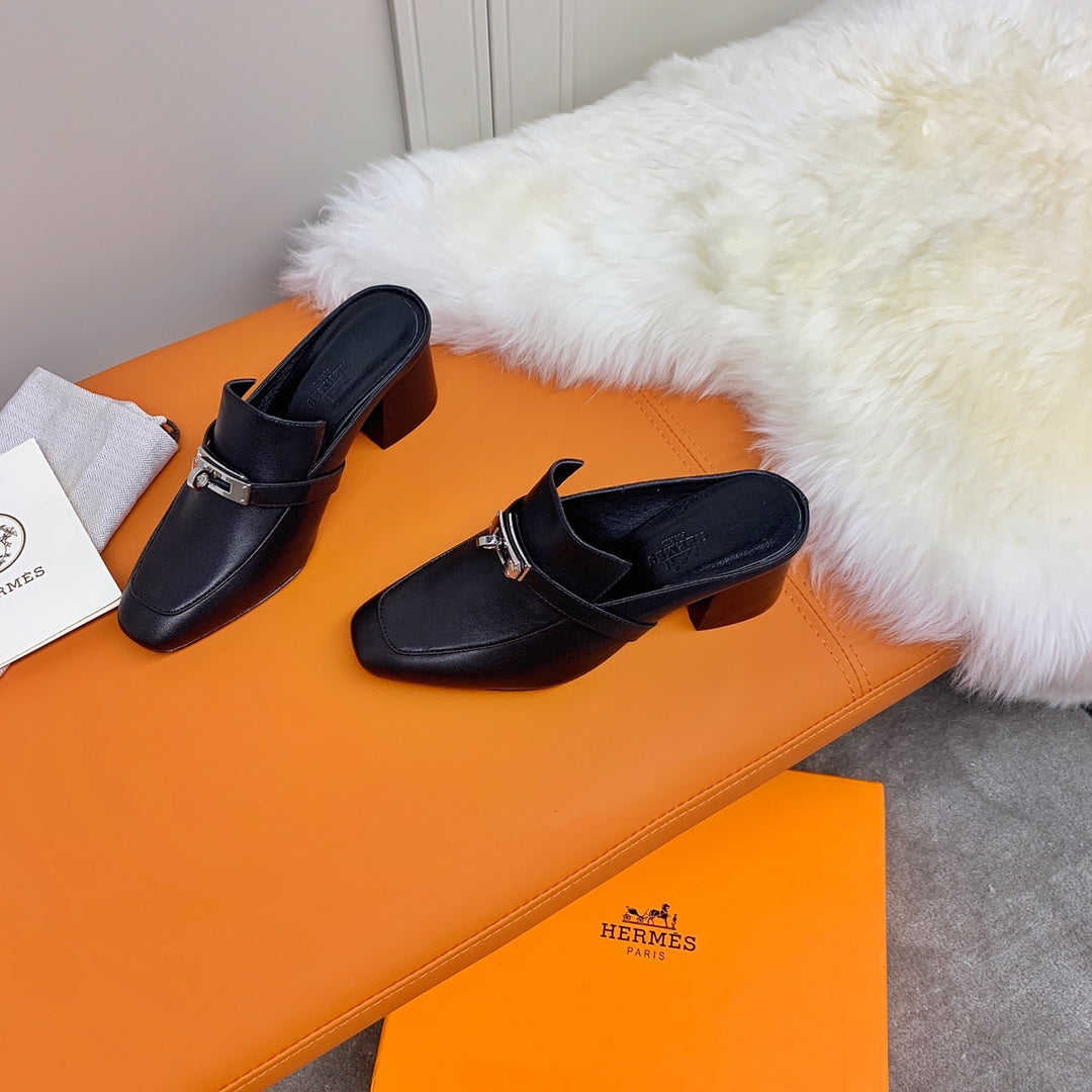 HM Blossom Mule 65mm Black Sheepskin 546303