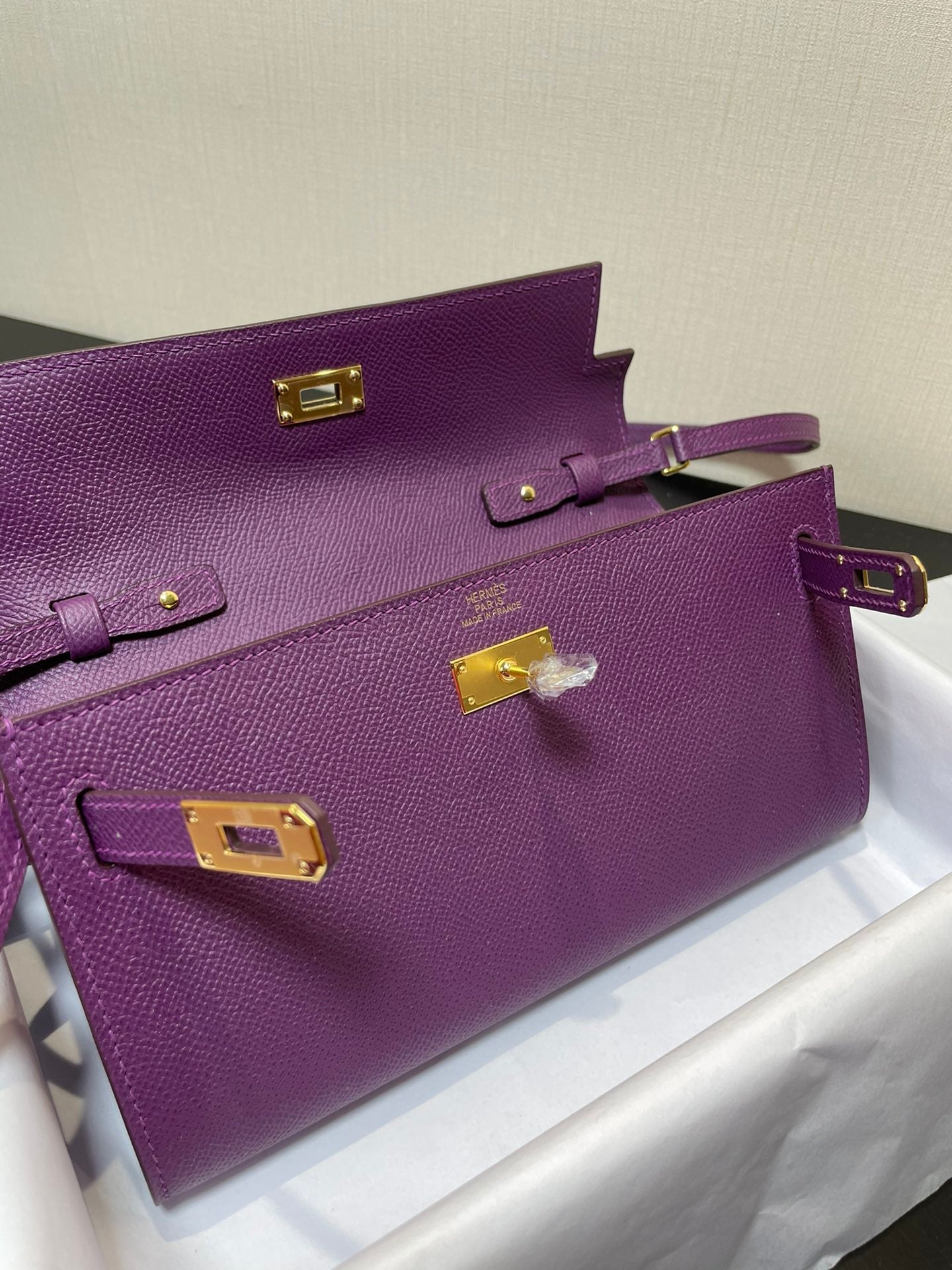 kelly woc 20.5 purple epsom gold hardware