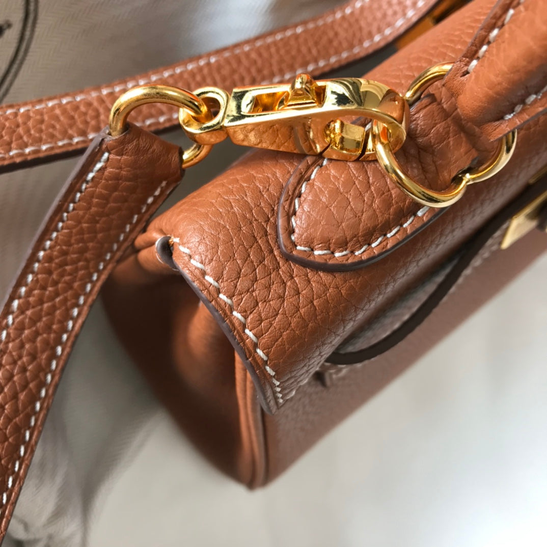 HM Mini Kelly 20cm Gold Togo Leather Gold Hardware