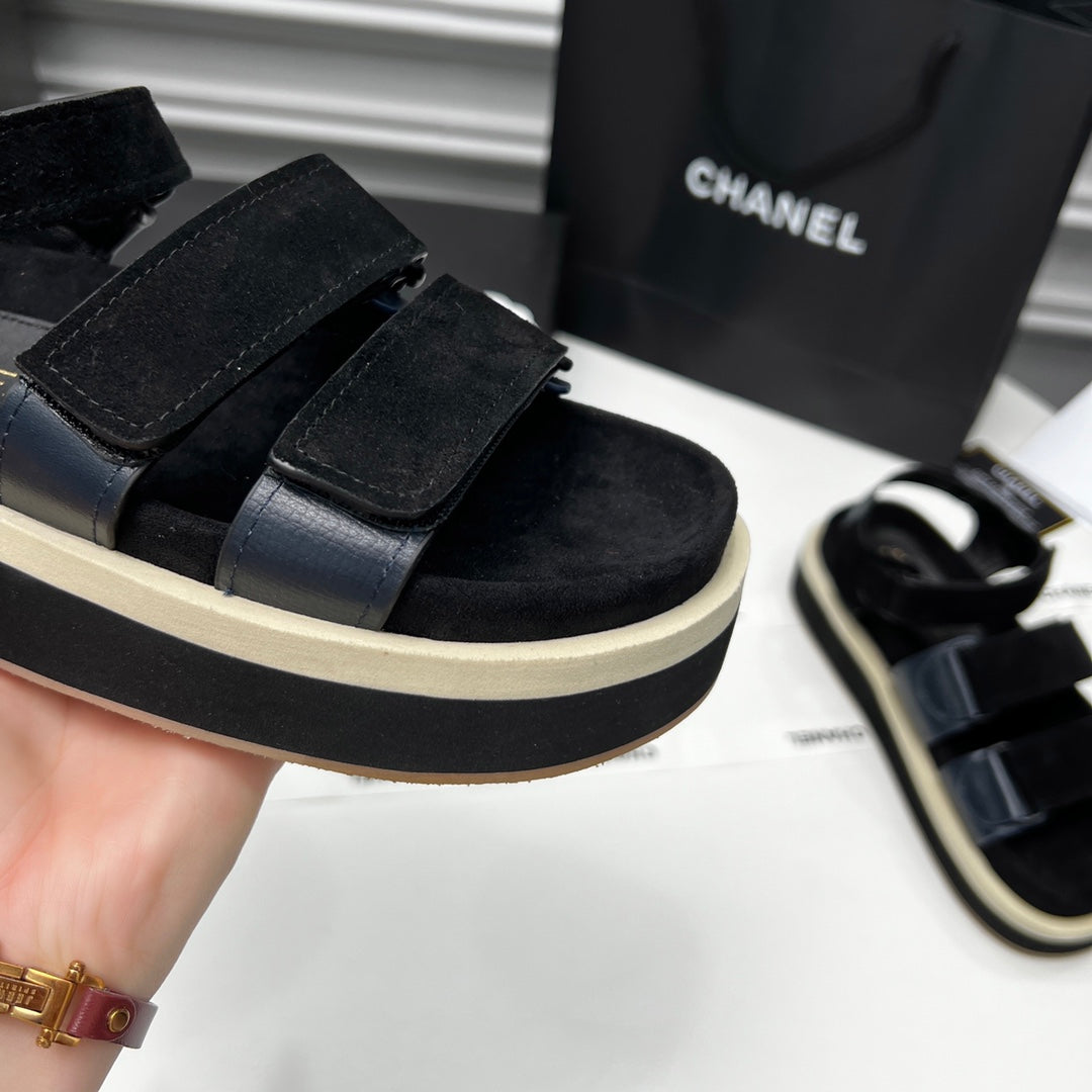 CC 26s Dad Sandal Black Blue Leather Suede 867658
