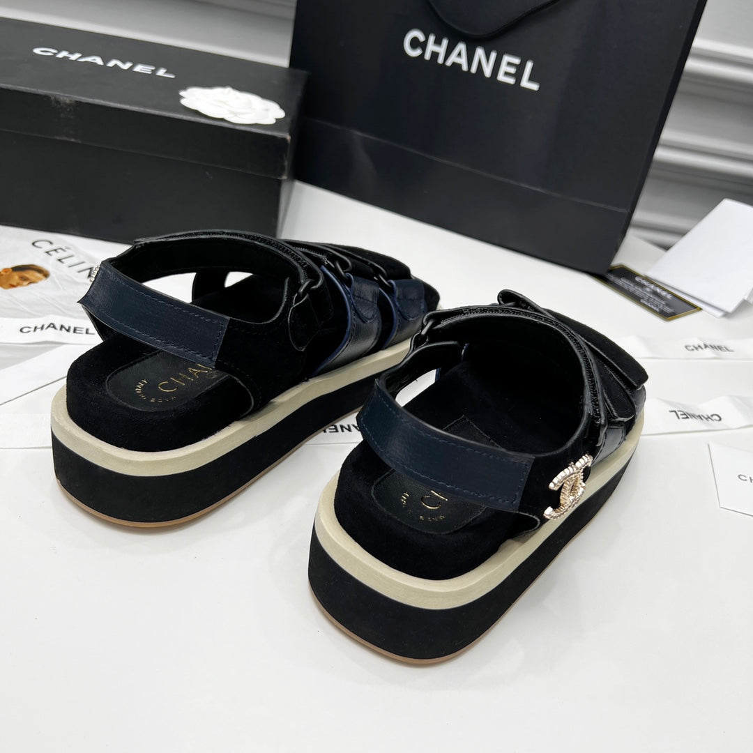 CC 26s Dad Sandal Black Blue Leather Suede 867658