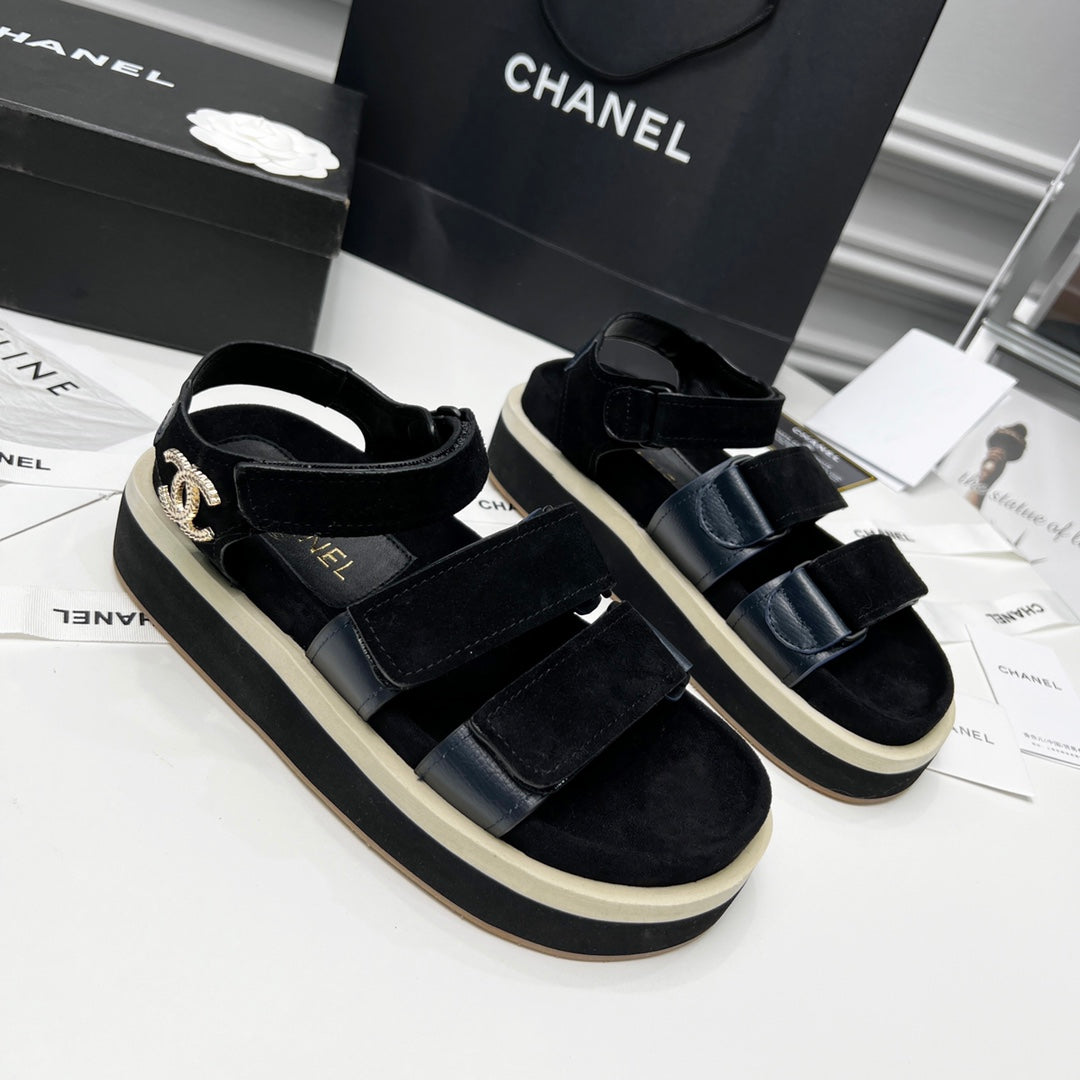 CC 26s Dad Sandal Black Blue Leather Suede 867658