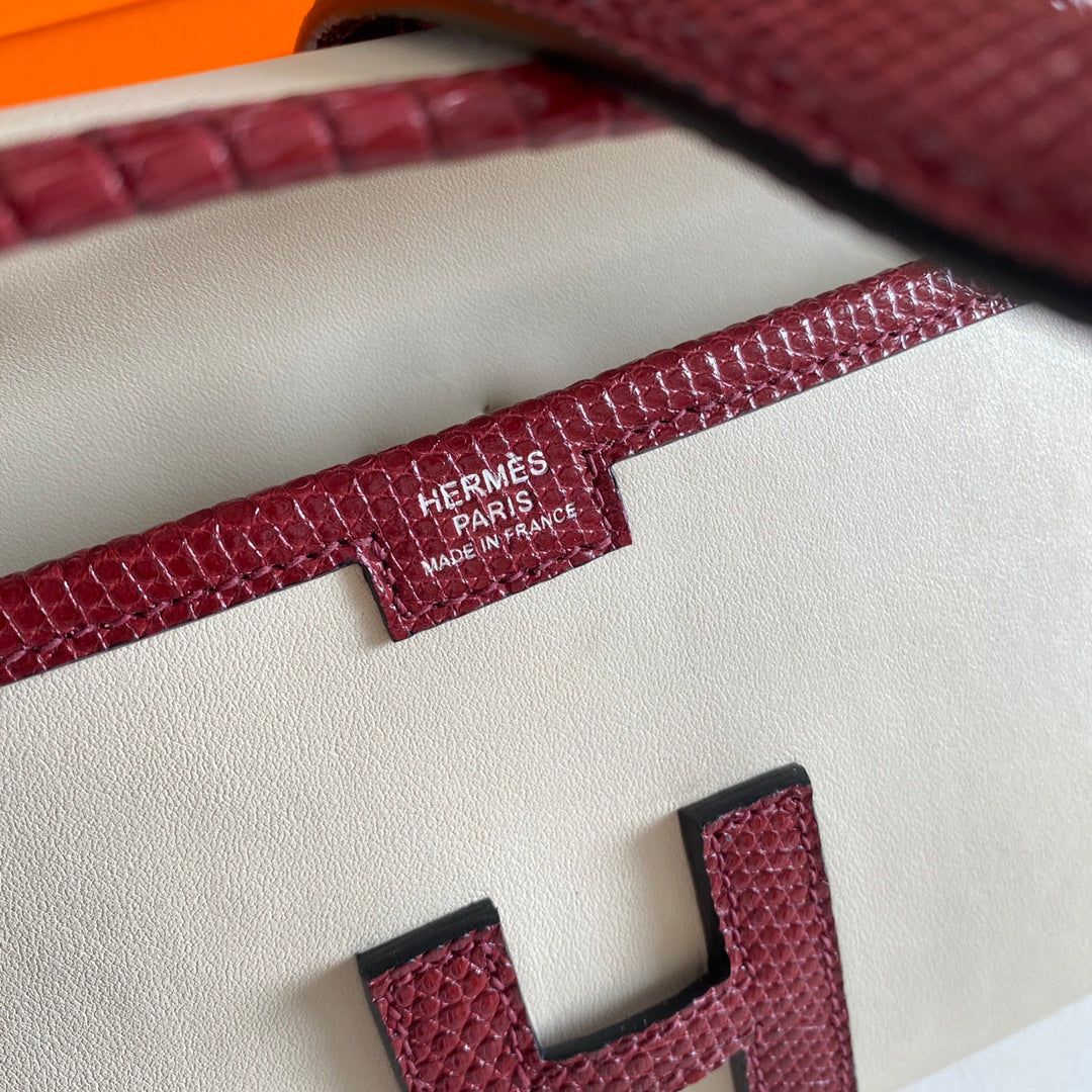 HM Jige Elan 29 Clutch In White Calfskin With Garnet Red Lizard Skin (25 days of production)