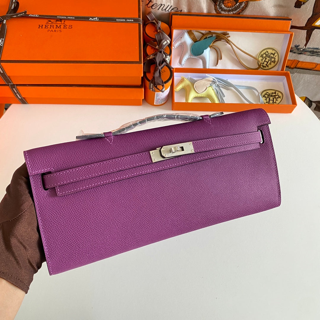 HM Kelly Cut 31 Violet Epsom Leather Silver Hardware 229036