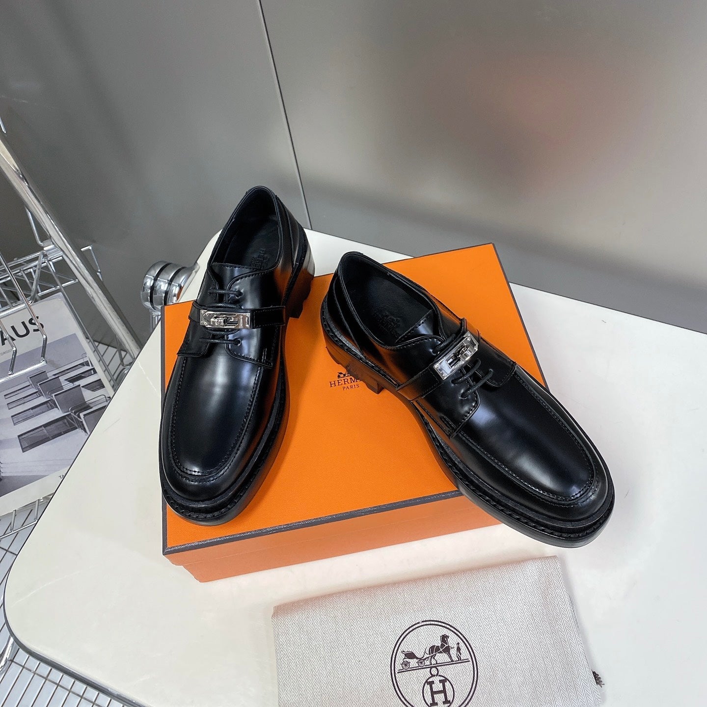 HM 26s Loafer In Black Lambskin With Silver Hardware