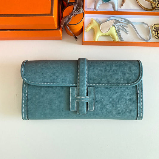HM Jige Elan 29 Clutch In Aegean Blue Calfskin (25 days of production)