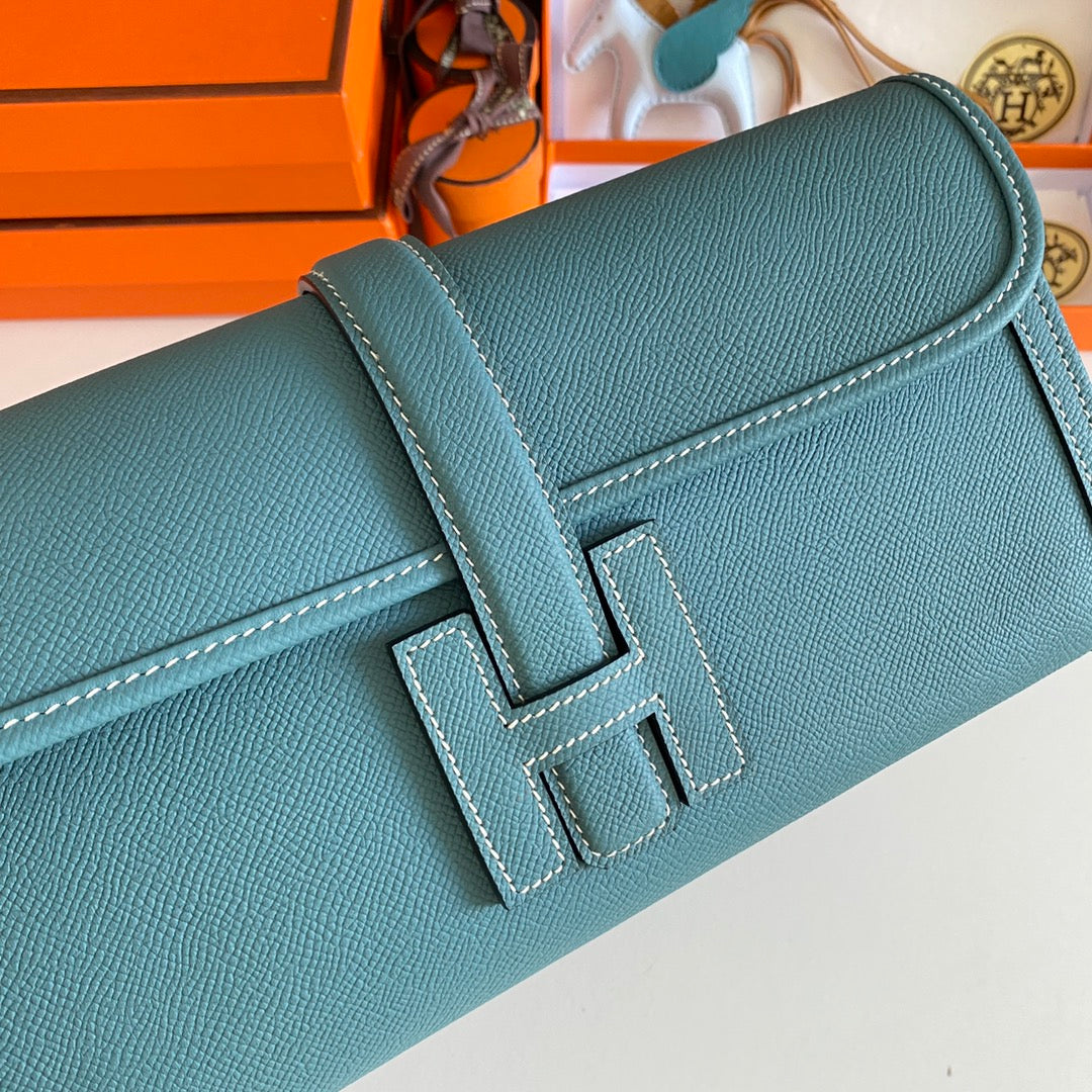 HM Jige Elan 29 Clutch In Aegean Blue Calfskin (25 days of production)