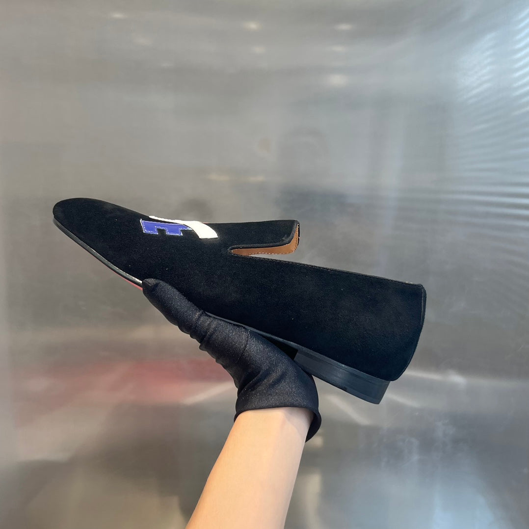 Christian Louboutin Dandylove Velvet Loafer Black Suede Leather 863800