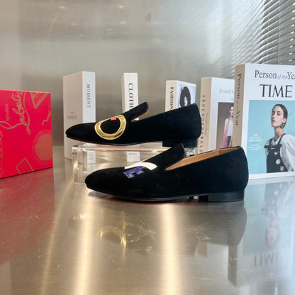 Christian Louboutin Dandylove Velvet Loafer Black Suede Leather 863800
