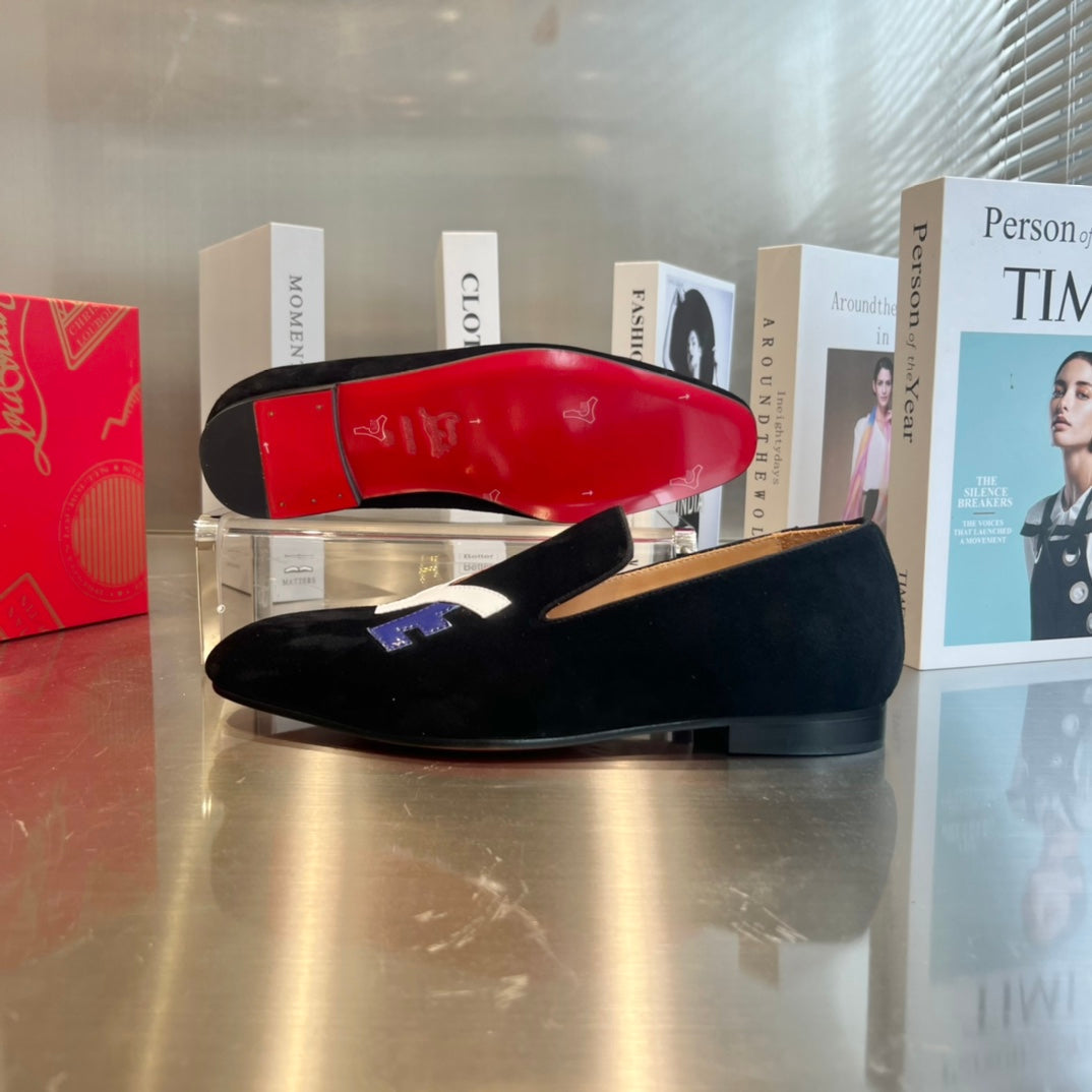 Christian Louboutin Dandylove Velvet Loafer Black Suede Leather 863800