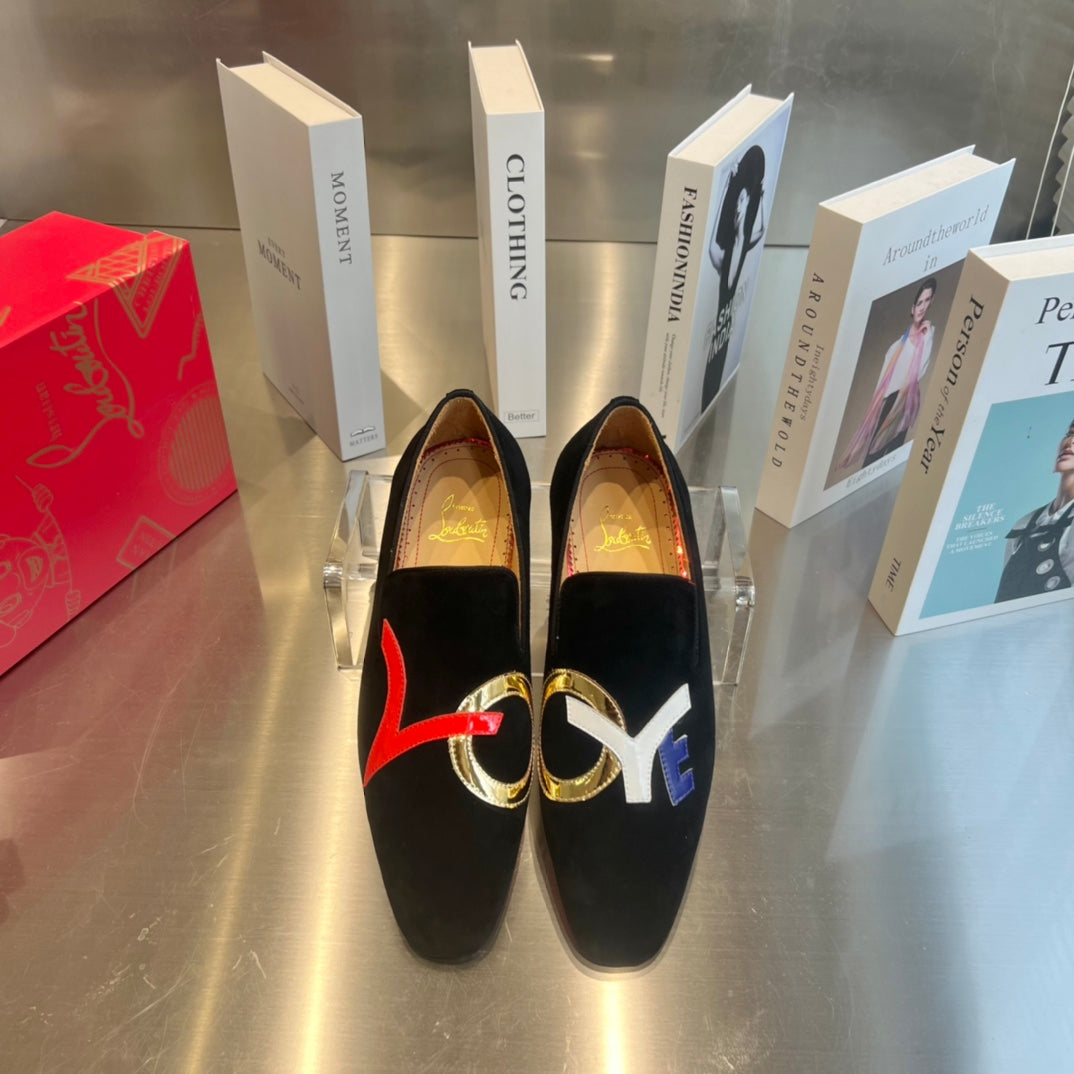 Christian Louboutin Dandylove Velvet Loafer Black Suede Leather 863800