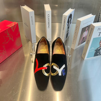 Christian Louboutin Dandylove Velvet Loafer Black Suede Leather 863800