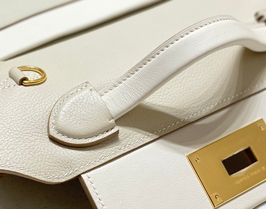 HM Mini 24 Sur 24 Bag 21cm White Swift Cowhide Gold Hardware 250270