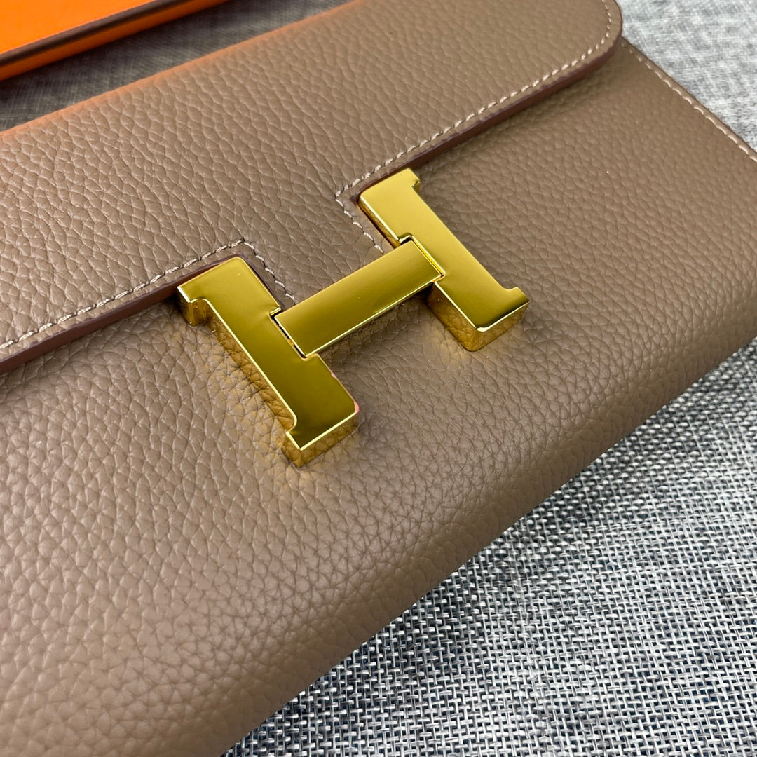 HM Clutch Constance 22 Ash Brown Calfskin GHW