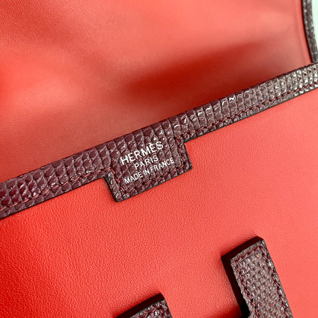 HM Jige Elan 29 Clutch In Candy Red Calfskin With Wine Red Lizard Skin (25 days of production)