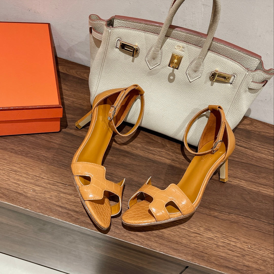 HM Premiere 70 Sandal In Peanut Brown Calfskin