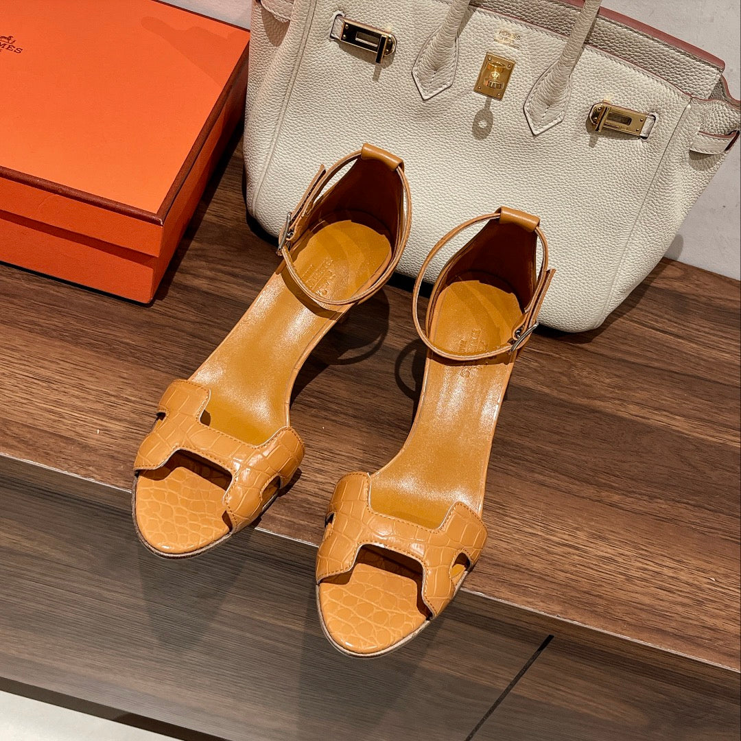 HM Premiere 70 Sandal In Peanut Brown Calfskin