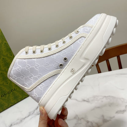 GG 26SS Platform Sneaker White Monogram Canvas 640597