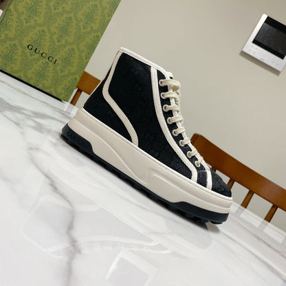 GG 26SS Platform Sneaker Black Monogram Canvas 640599