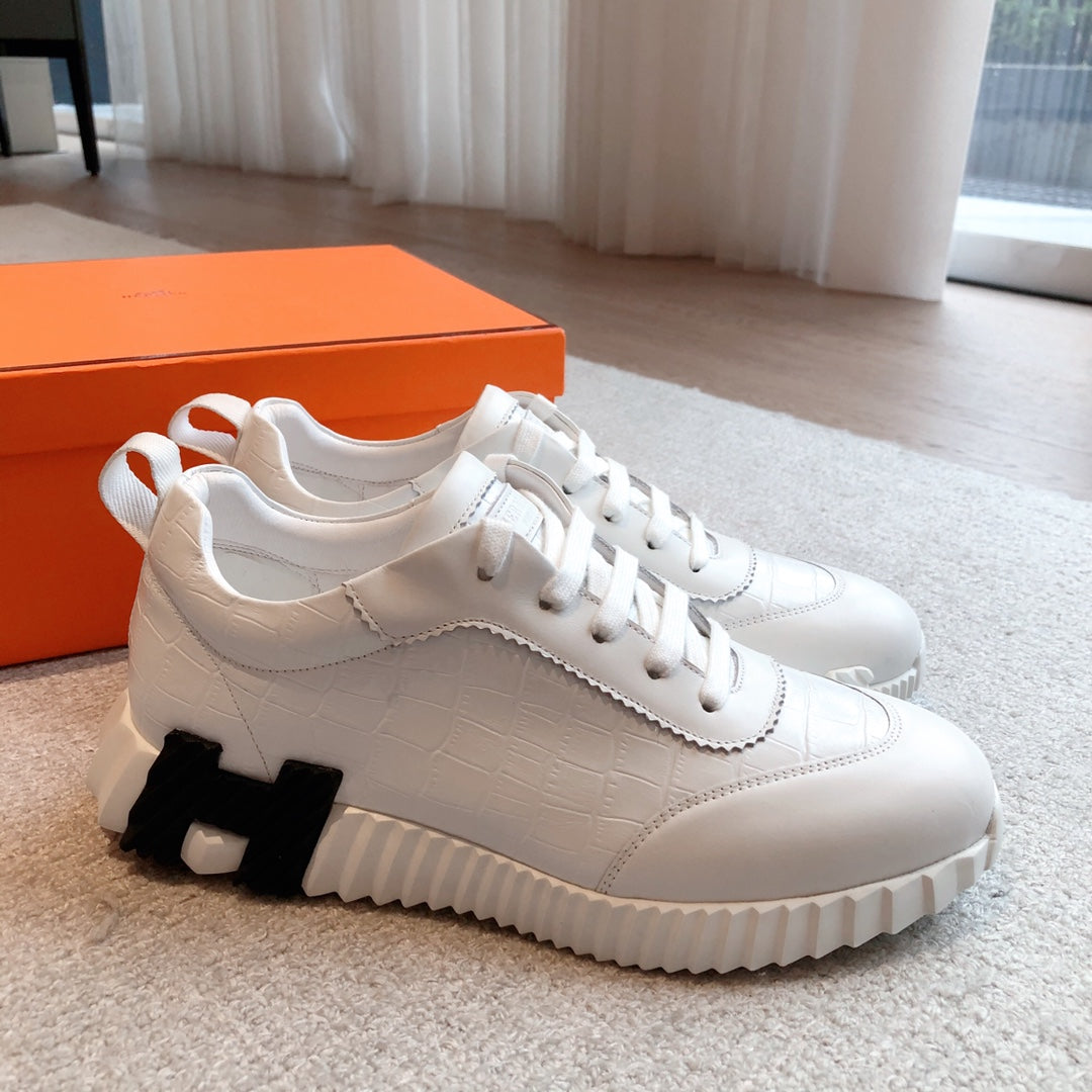 HM Bouncing Sneakers White Embossed Sheepskin 705797