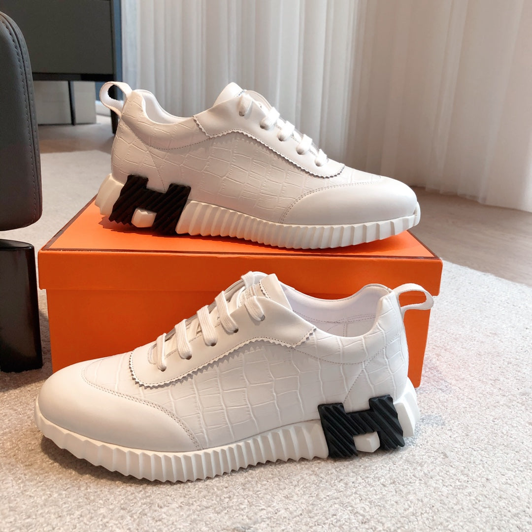 HM Bouncing Sneakers White Embossed Sheepskin 705797