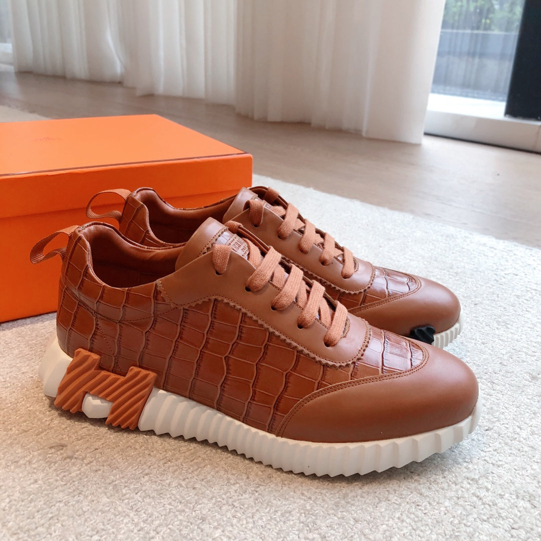 HM Bouncing Sneakers Brown Embossed Sheepskin 705798