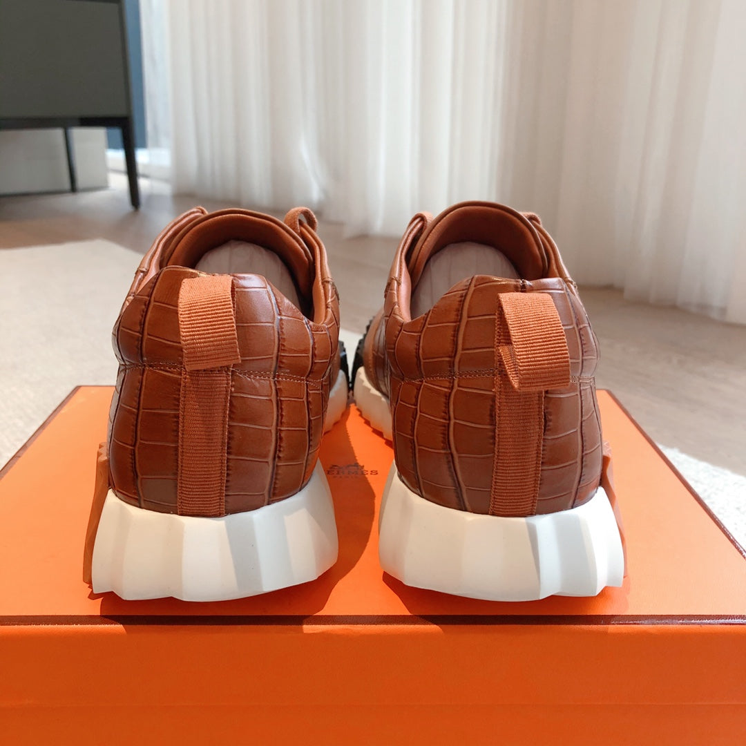 HM Bouncing Sneakers Brown Embossed Sheepskin 705798