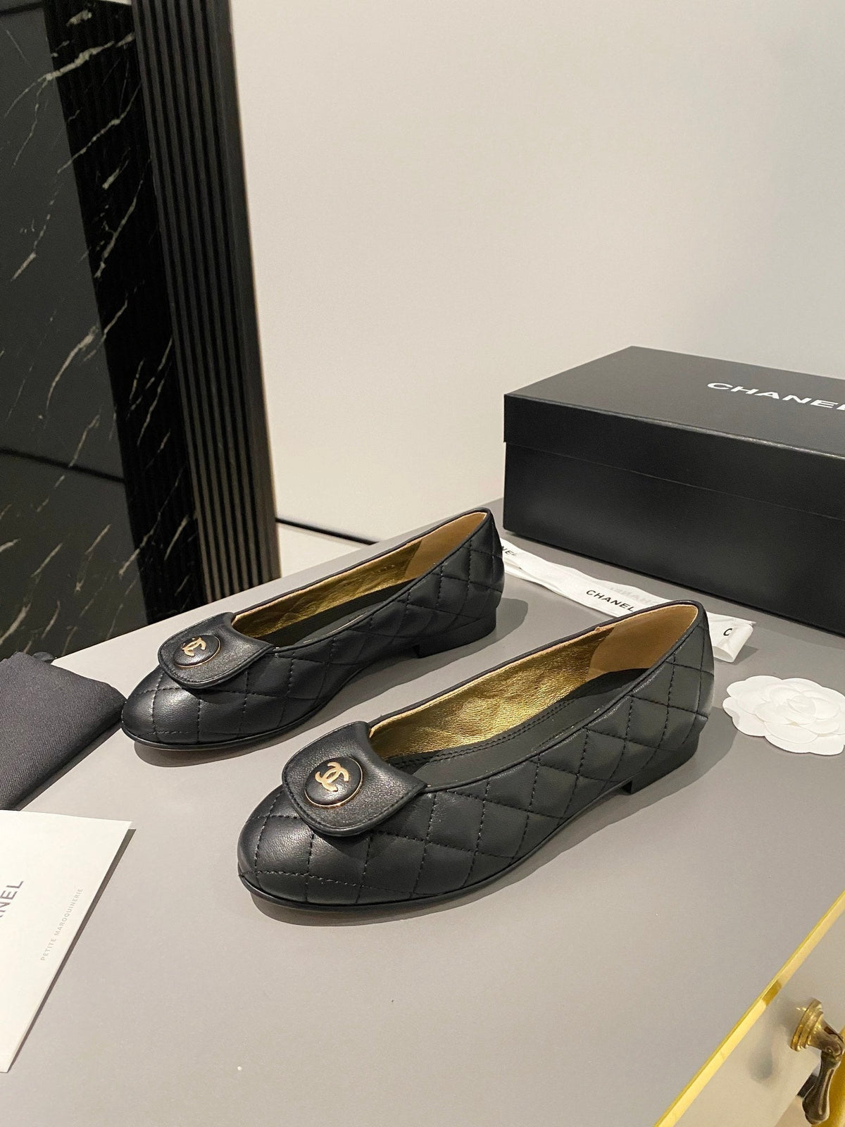 Chanel 26s Ballet Flat Black Lambskin