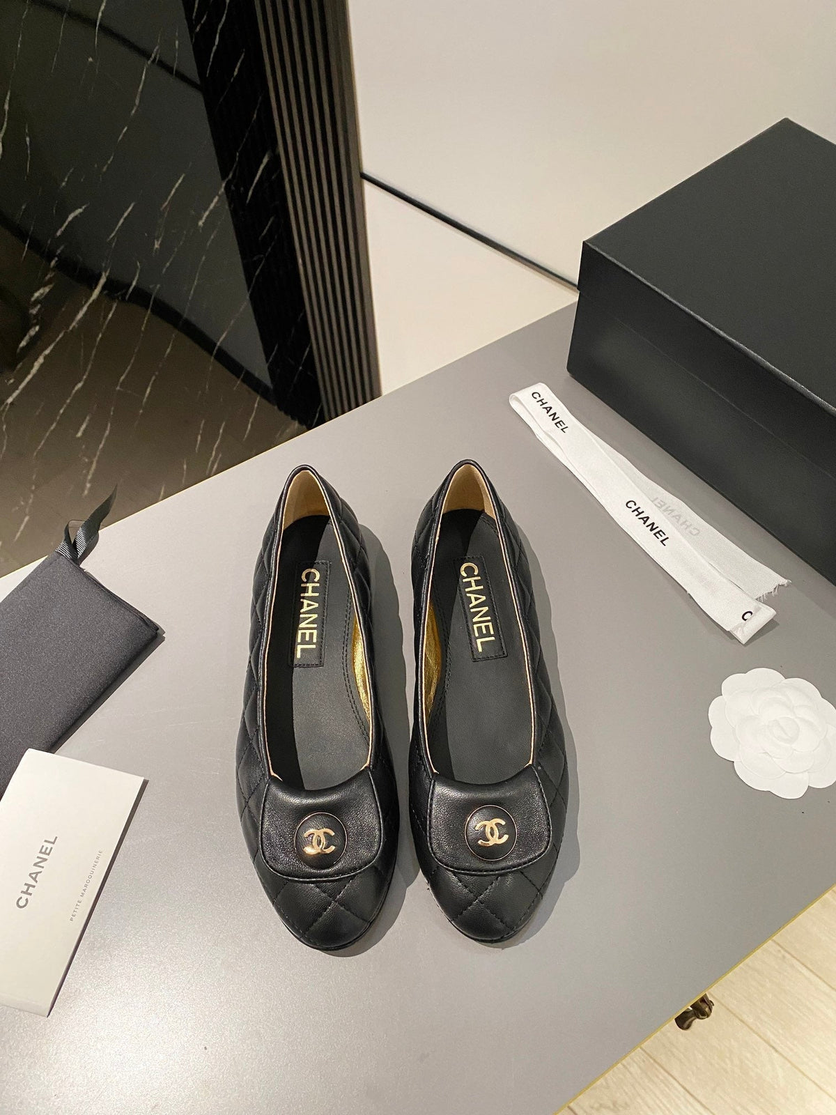 Chanel 26s Ballet Flat Black Lambskin