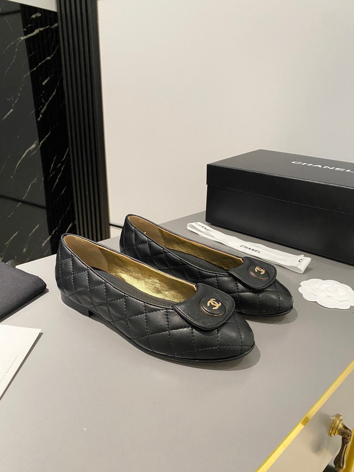 Chanel 26s Ballet Flat Black Lambskin