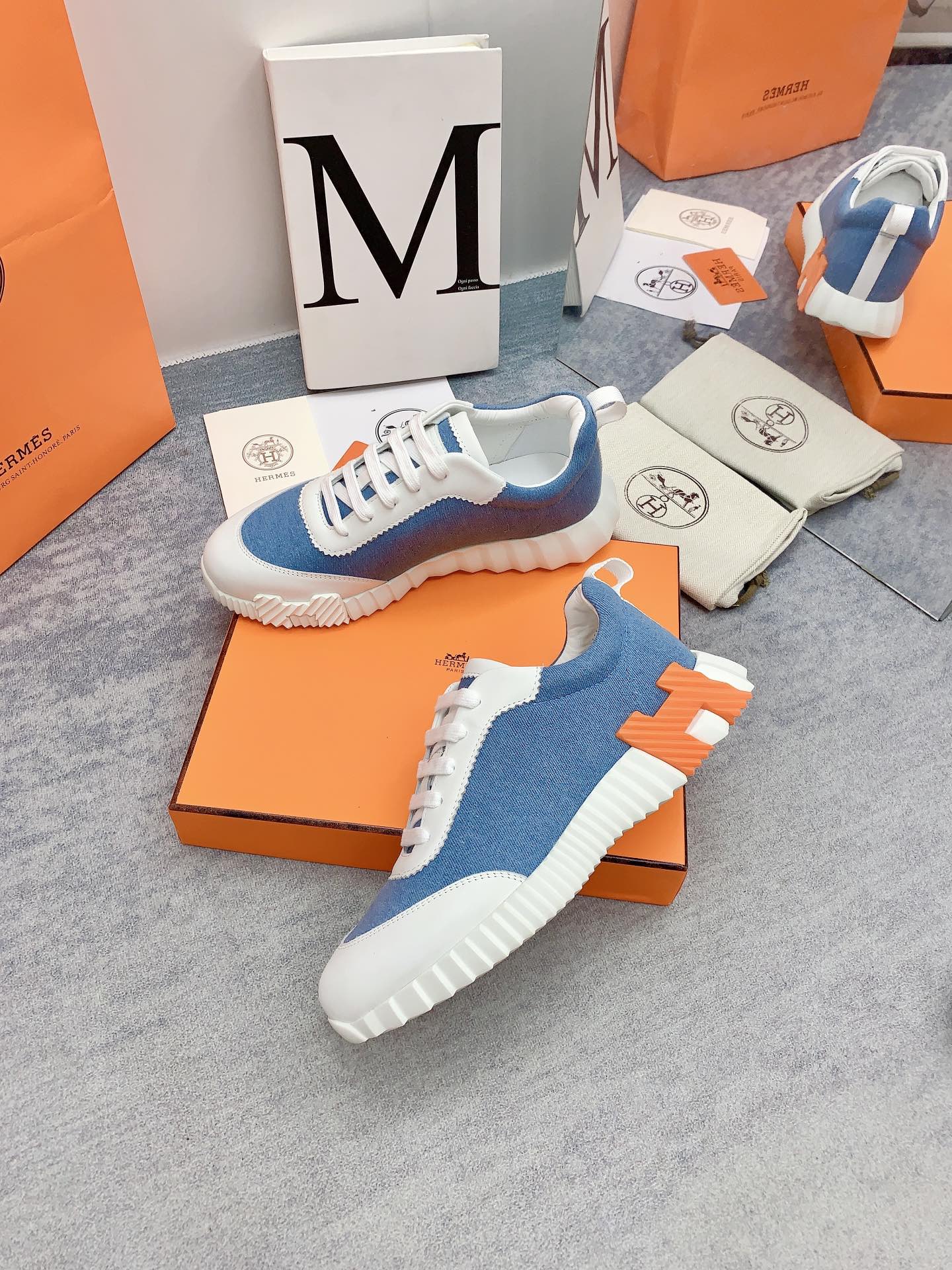 HM Bouncing Sneaker In Blue Denim Fabric 106453