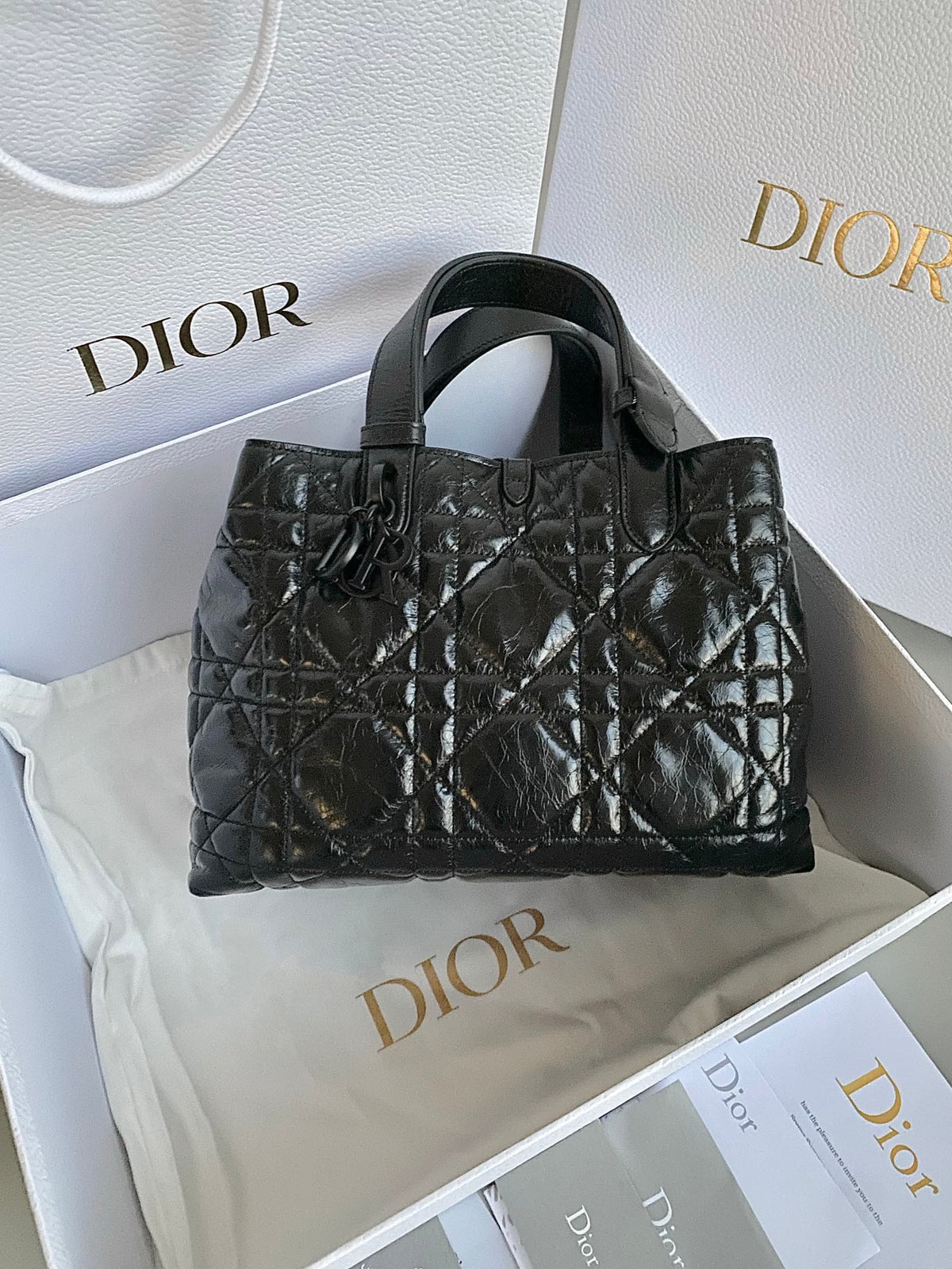cd medium toujours all black calfskin