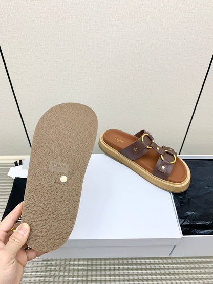Celine 26 Tippi Sandals Tan Calfskin Leather 732495