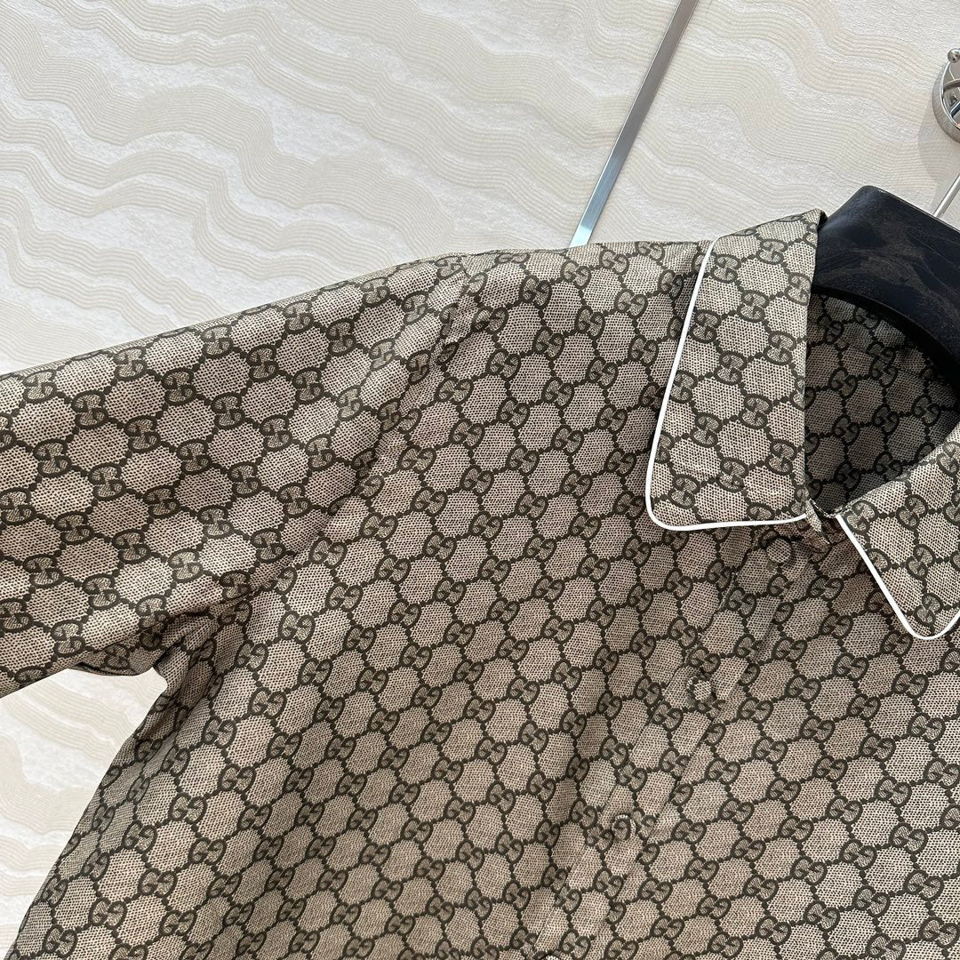 Gucci 25 Monogram Shirt Gray Silk