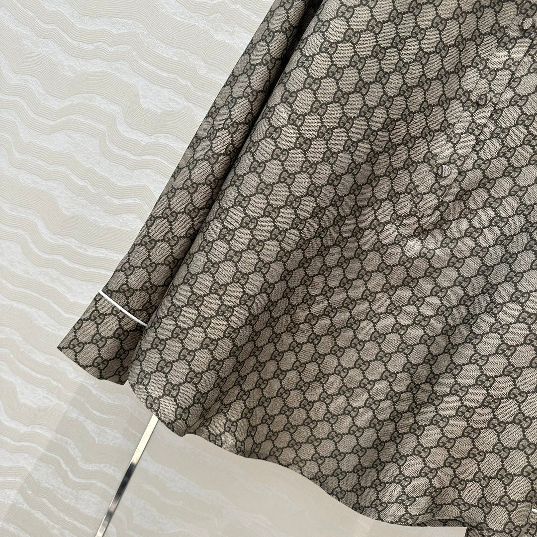 Gucci 25 Monogram Shirt Gray Silk
