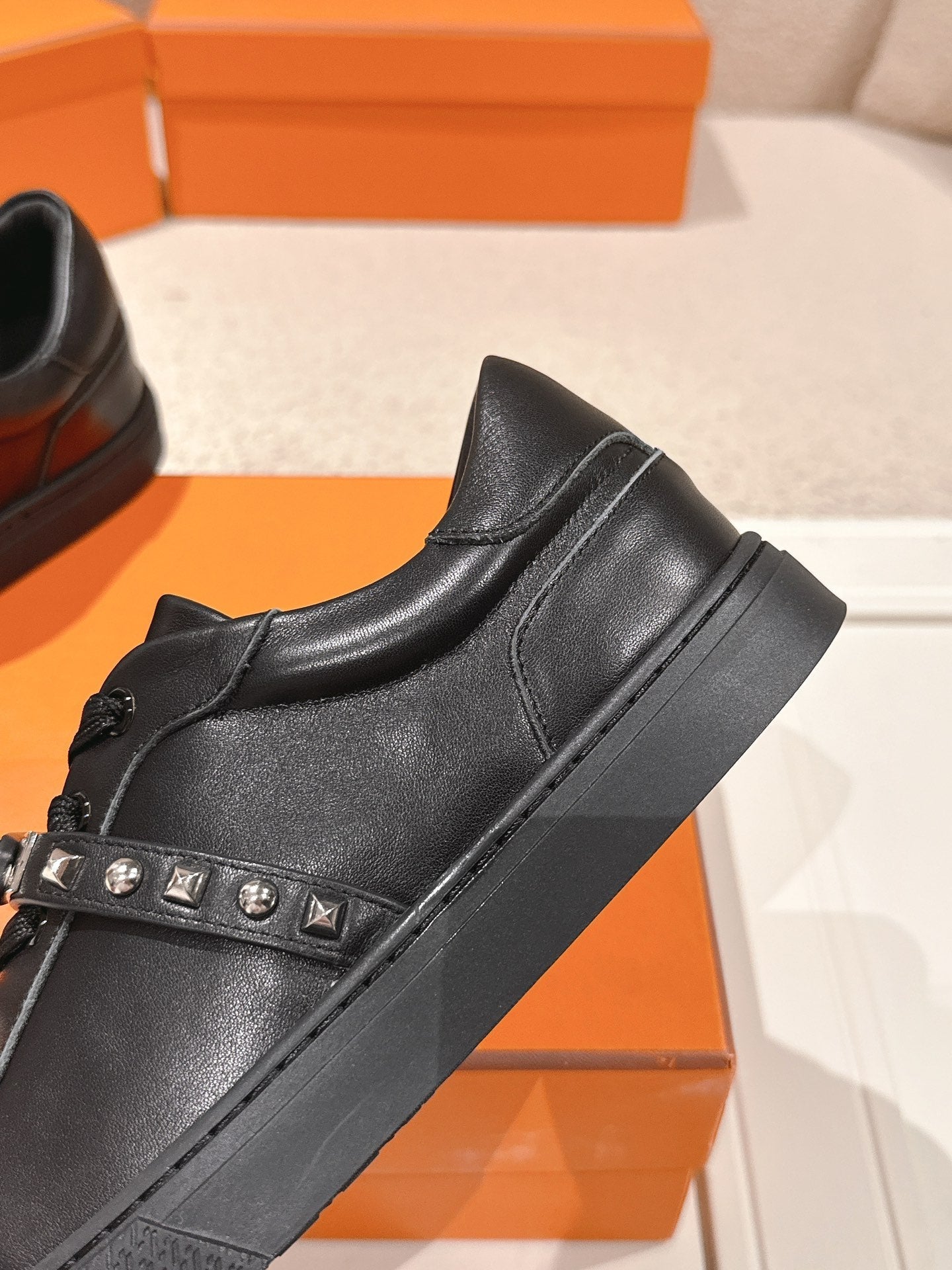 HM Day Sneakers Studs Black Calfskin 577509