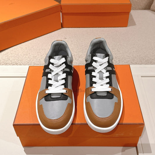 HM 25ss Sneakers Gray Black Brown Cowhide 577546